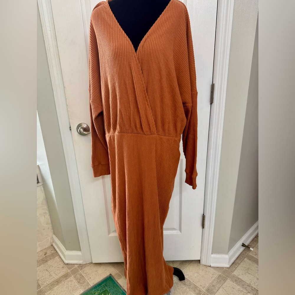 ASOS Curve Rust Long Sleeve Dress
